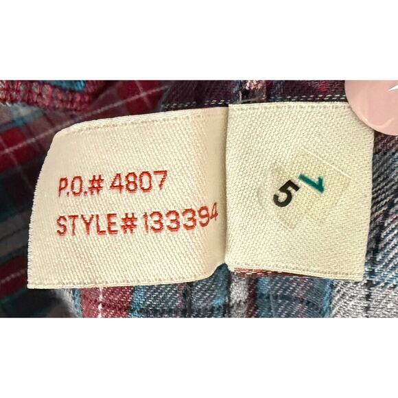 Carbon 2 Cobalt Mens Button Up Shirt Blue Red Gray Plaid Flannel Cotton Casual L - Picture 5 of 6